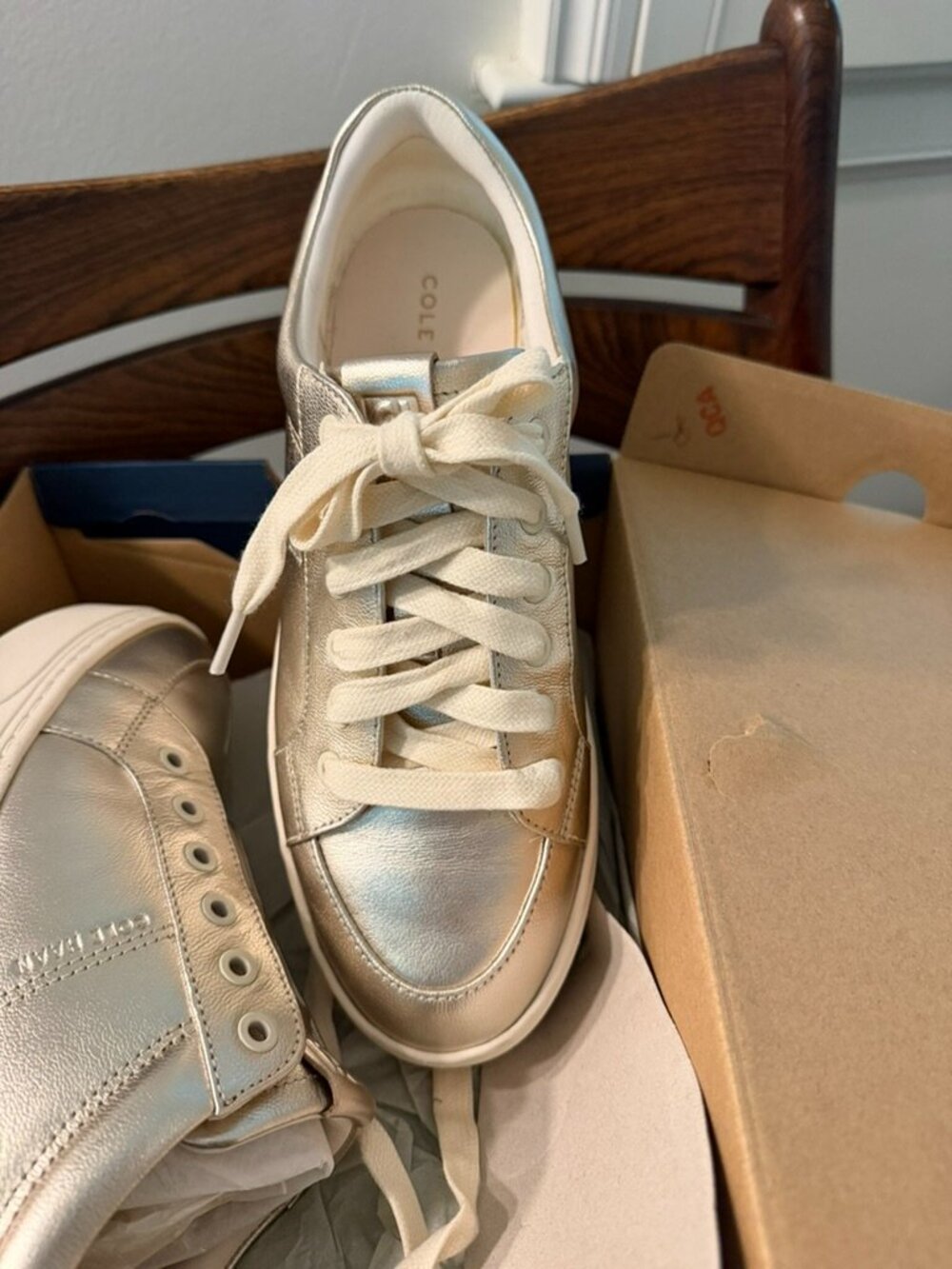 Cole Hahn Gold Platform Sneakers